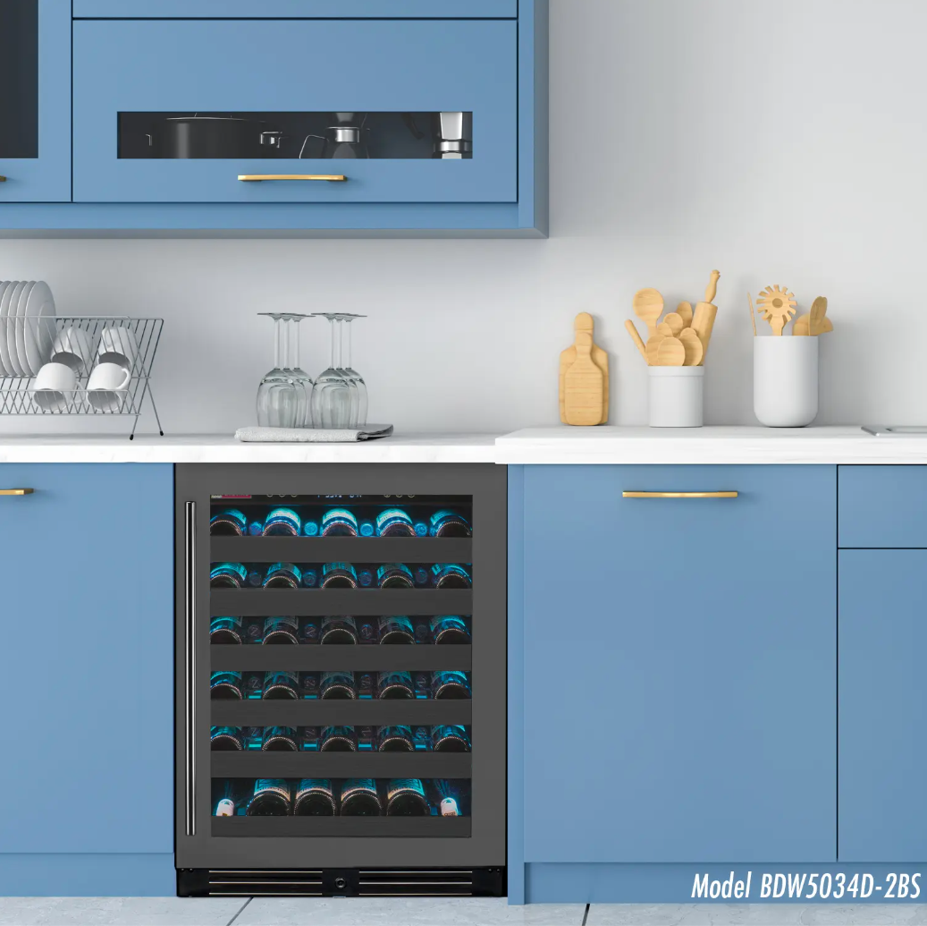 Allavino Reserva Series 50 Bottle Single Zone Built-in Wine Cooler Refrigerator with Black Stainless Door BDW5034S-1BSL