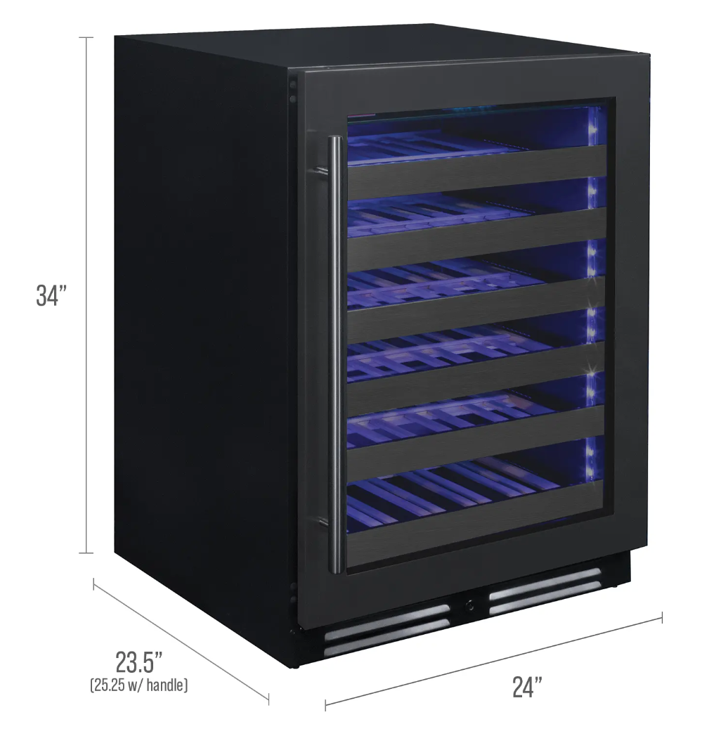 Allavino Reserva Series 50 Bottle Single Zone Built-in Wine Cooler Refrigerator with Black Stainless Door BDW5034S-1BSL