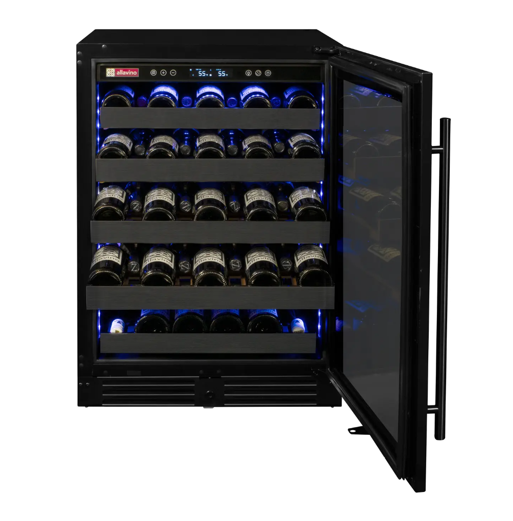 Allavino Reserva Series 50 Bottle Single Zone Built-in Wine Cooler Refrigerator with Black Stainless Door BDW5034S-1BSL