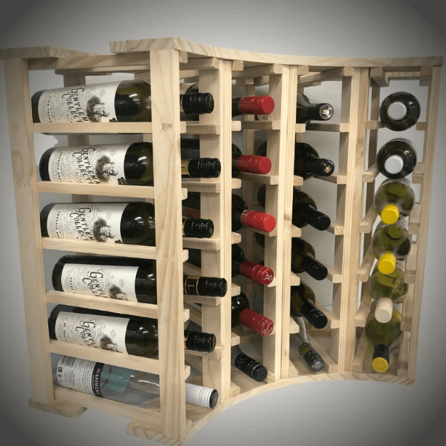 4-Column 24-Bottle Curved Corner Wine Cube - 18mm Thick