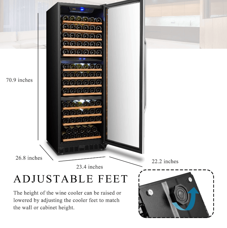 Lanbo 143 Bottle Triple Zone Wine Cooler LW144T image of product description