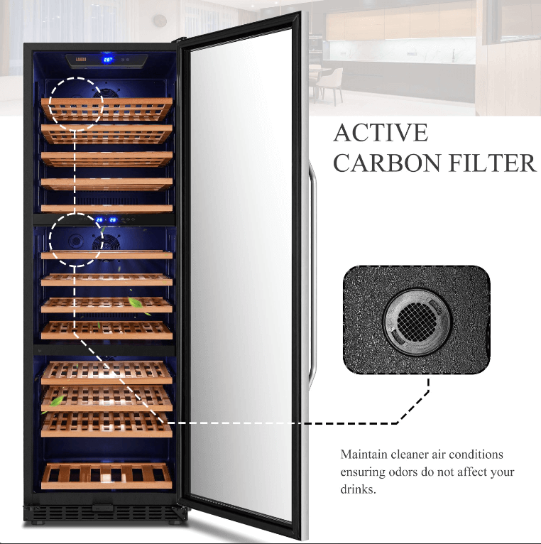 Lanbo 143 Bottle Triple Zone Wine Cooler LW144T image of product description