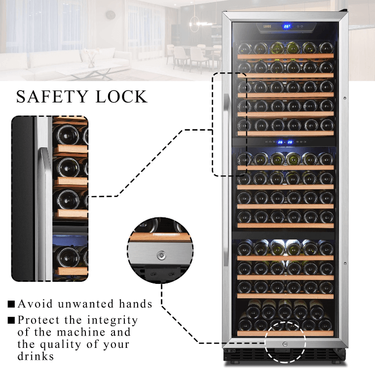 Lanbo 143 Bottle Triple Zone Wine Cooler LW144T image of product description