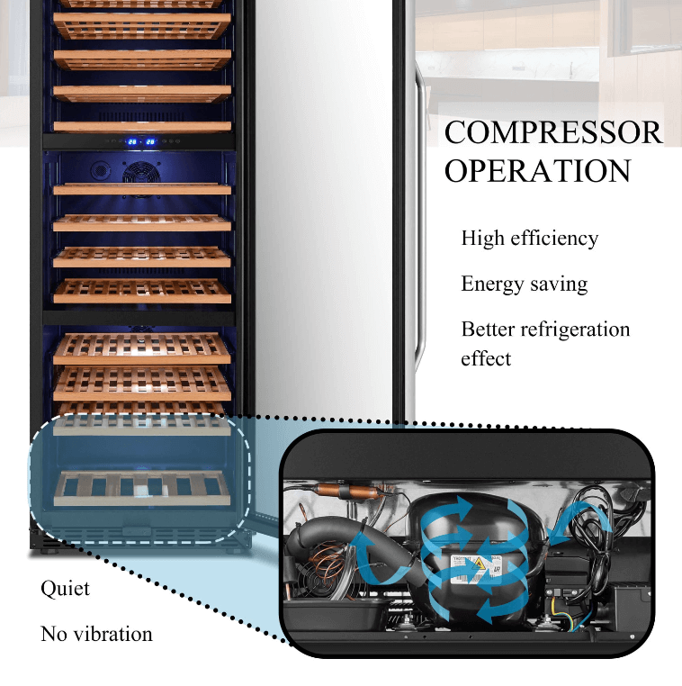 Lanbo 143 Bottle Triple Zone Wine Cooler LW144T image of product description