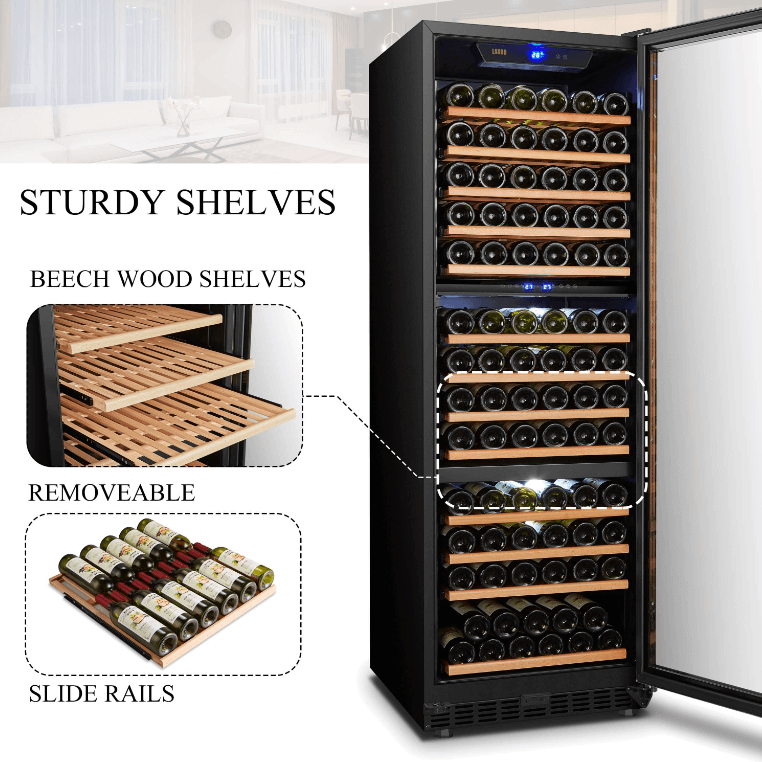 Lanbo 143 Bottle Triple Zone Wine Cooler LW144T image of product description