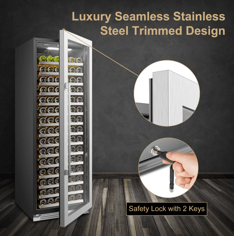 Lanbopro 164 Bottle Single Zone Wine Cooler - LP168S image of product description
