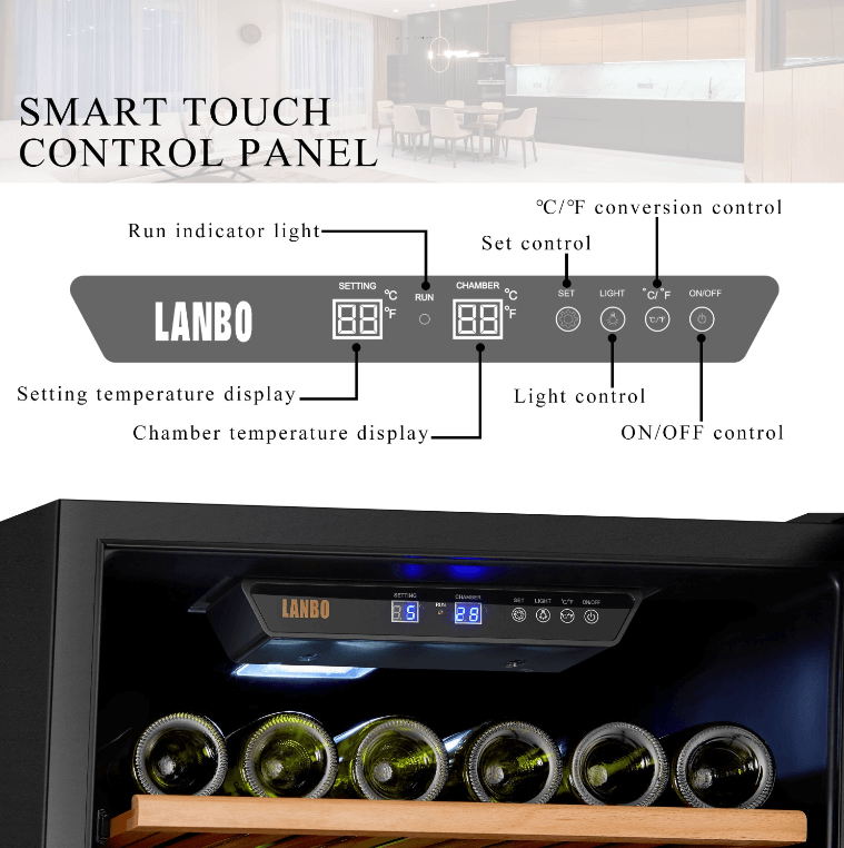 Lanbo 165 Bottle Single Zone Wine Cooler - LW177S image of product description