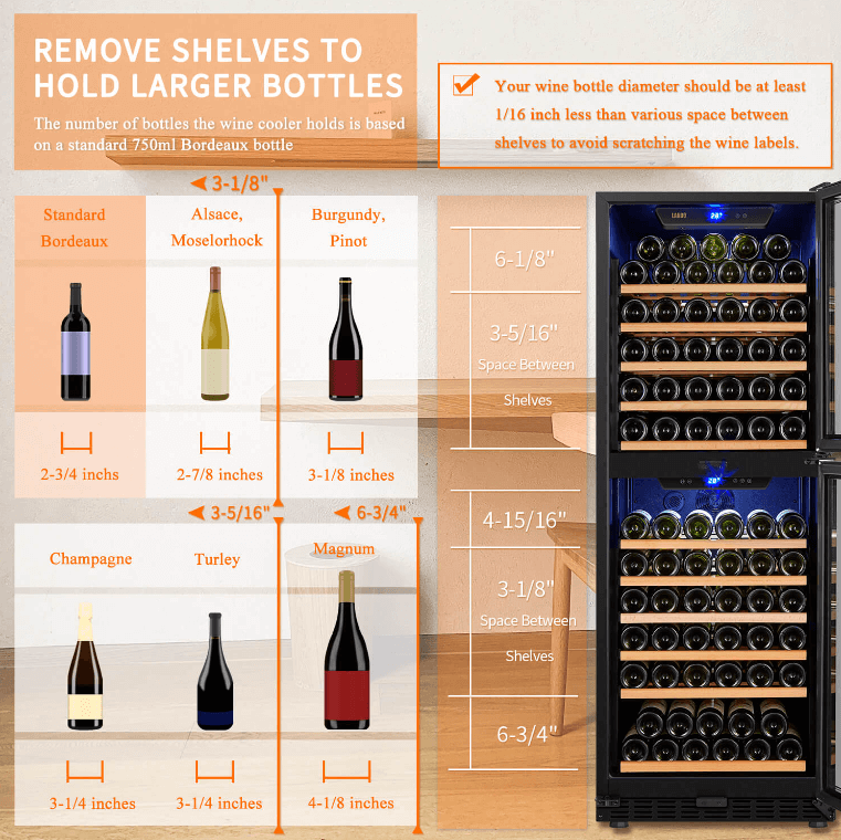 Lanbo 130 Bottle Dual Door Wine Cooler LW133DD image of product description