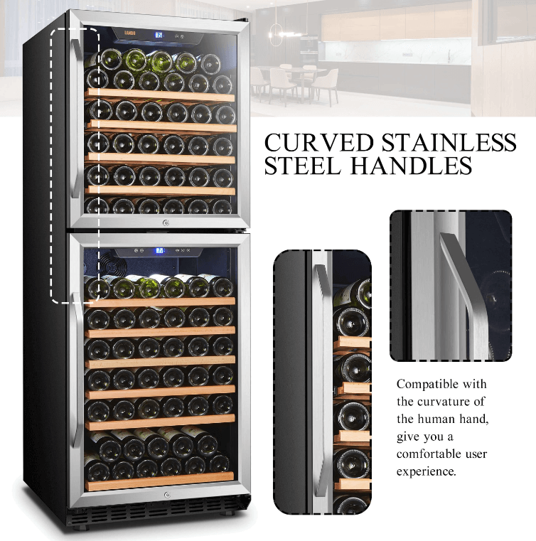 Lanbo 130 Bottle Dual Door Wine Cooler LW133DD image of product description