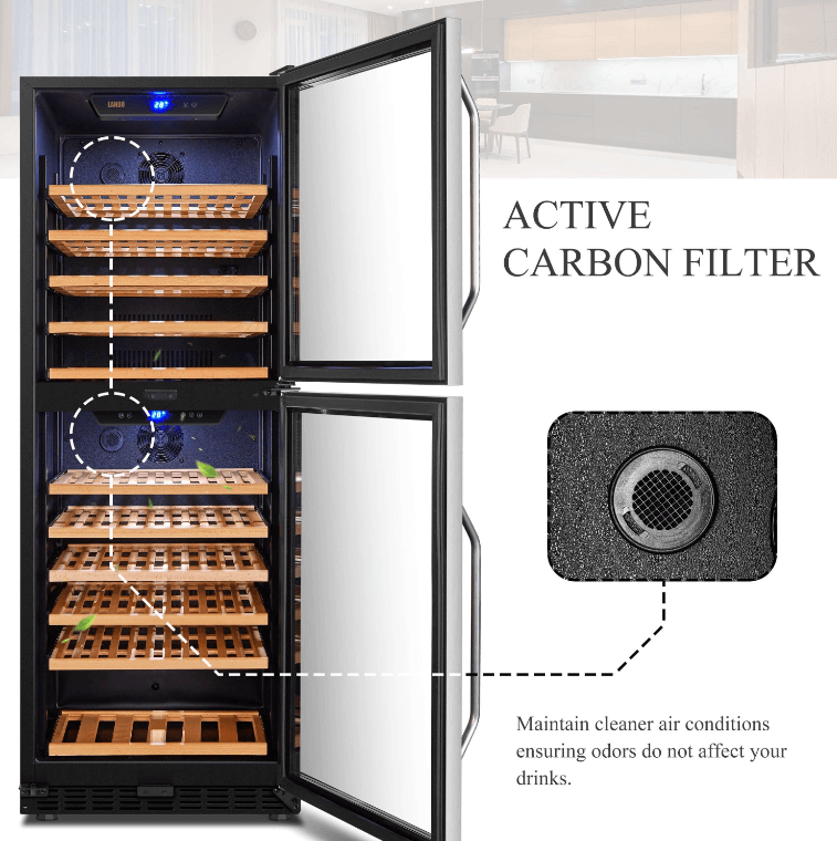 Lanbo 130 Bottle Dual Door Wine Cooler LW133DD image of product description