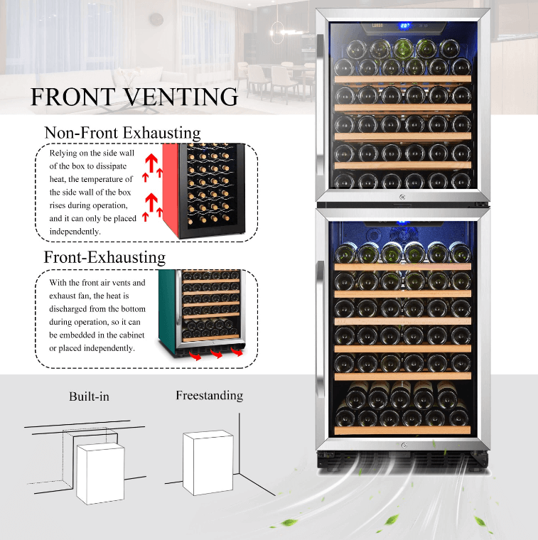 Lanbo 130 Bottle Dual Door Wine Cooler LW133DD image of product description