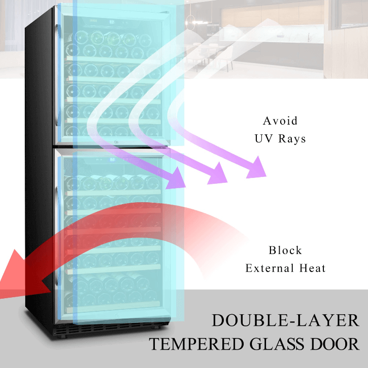 Lanbo 130 Bottle Dual Door Wine Cooler LW133DD image of product description