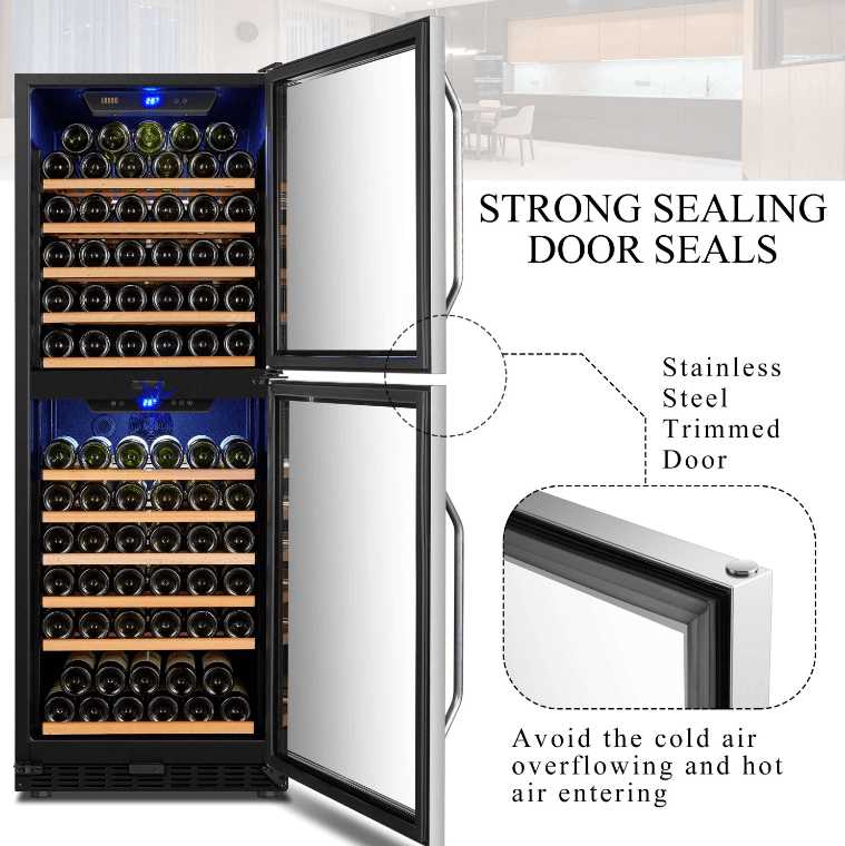 Lanbo 130 Bottle Dual Door Wine Cooler LW133DD image of product description