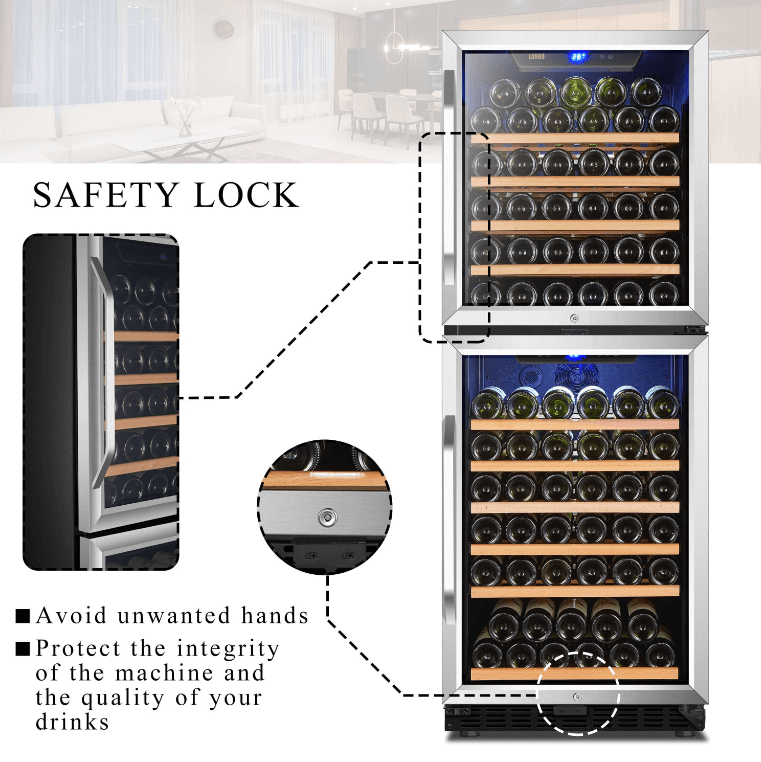 Lanbo 130 Bottle Dual Door Wine Cooler LW133DD image of product description