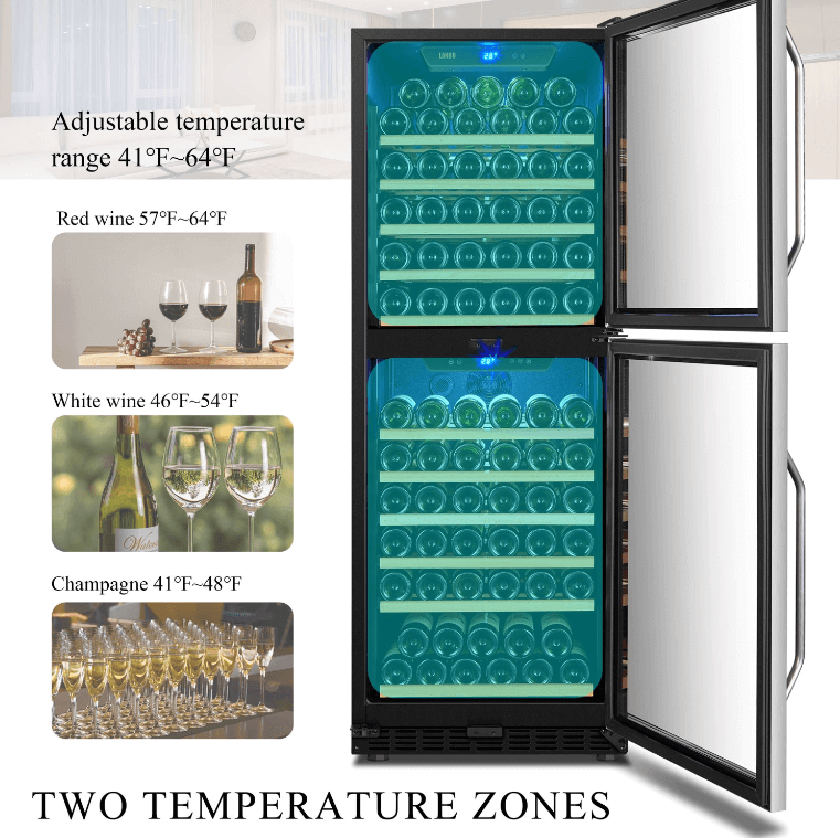 Lanbo 130 Bottle Dual Door Wine Cooler LW133DD image of product description