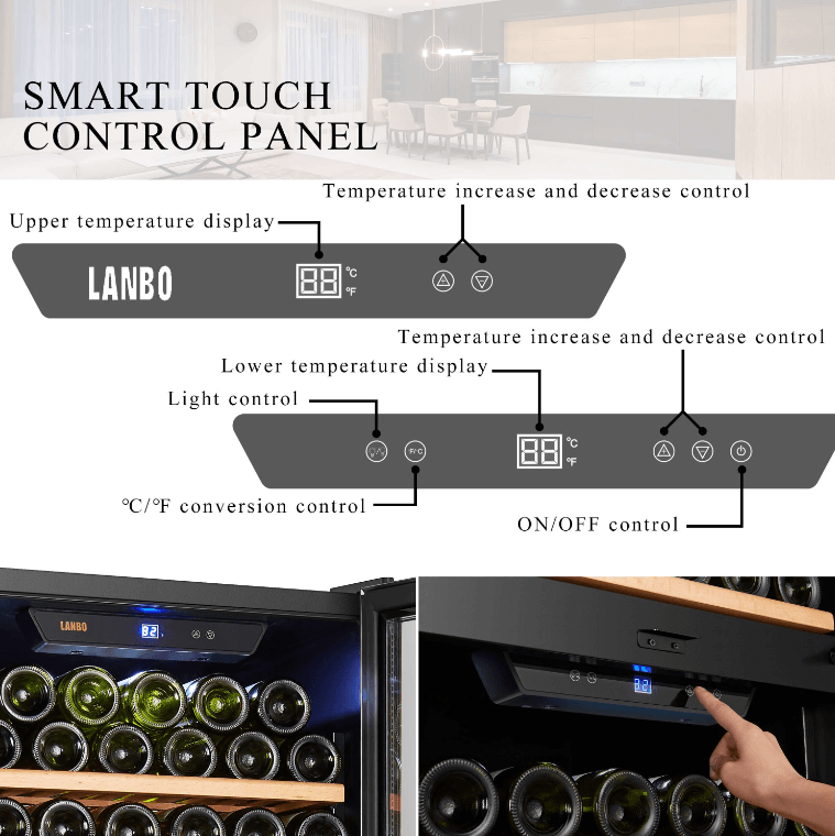 Lanbo 130 Bottle Dual Door Wine Cooler LW133DD image of product description