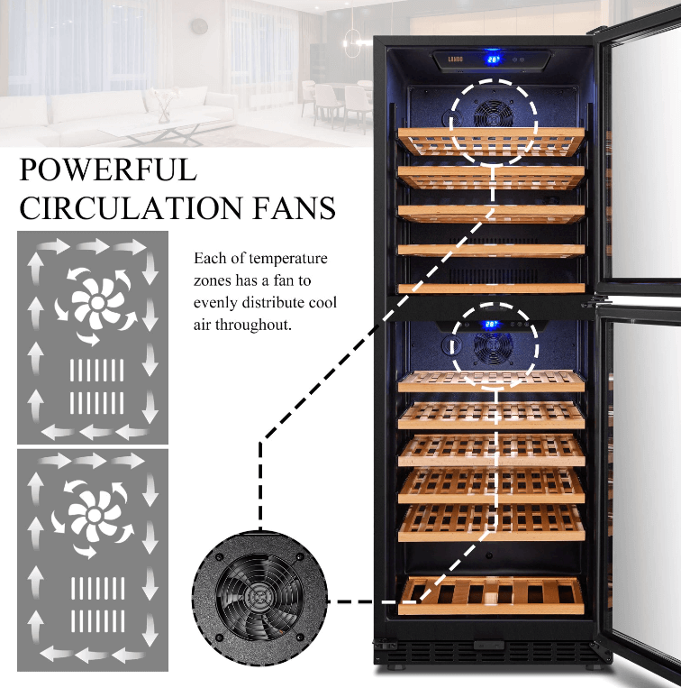 Lanbo 130 Bottle Dual Door Wine Cooler LW133DD image of product description