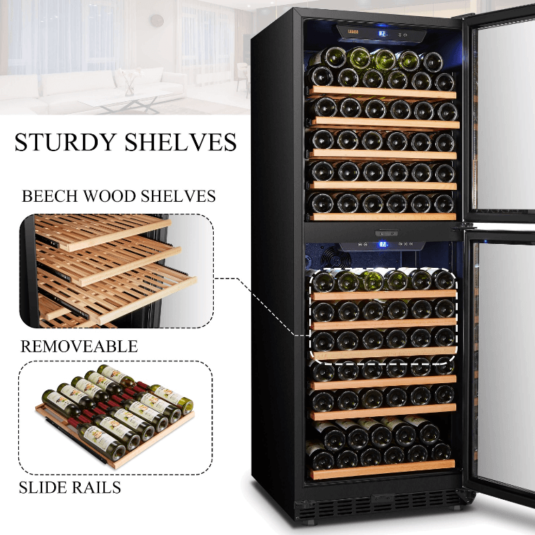 Lanbo 130 Bottle Dual Door Wine Cooler LW133DD image of product description