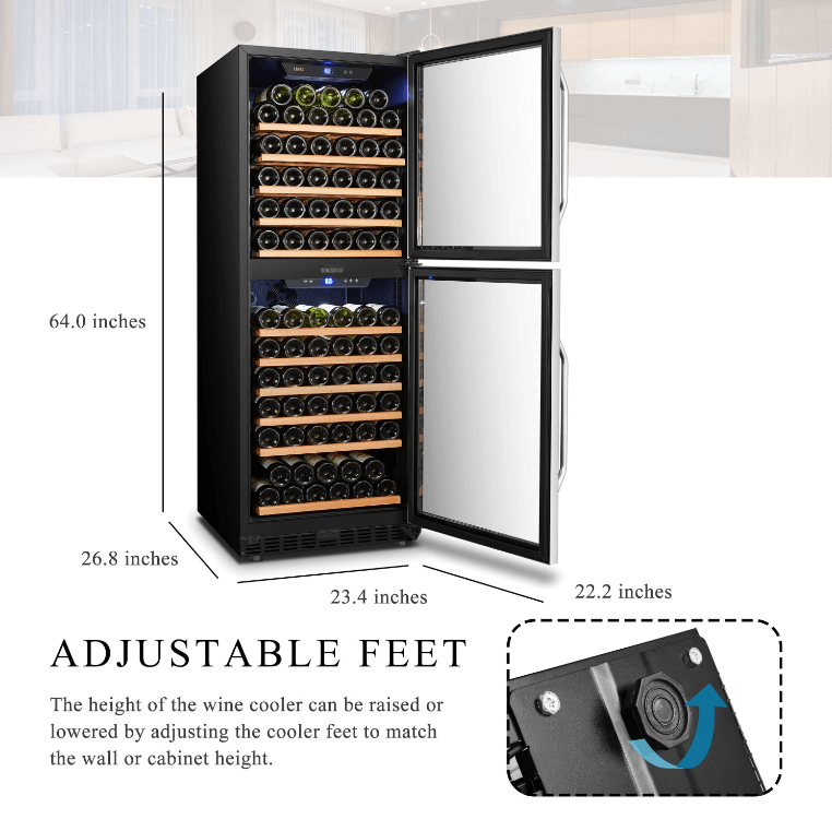 Lanbo 130 Bottle Dual Door Wine Cooler LW133DD image of product description