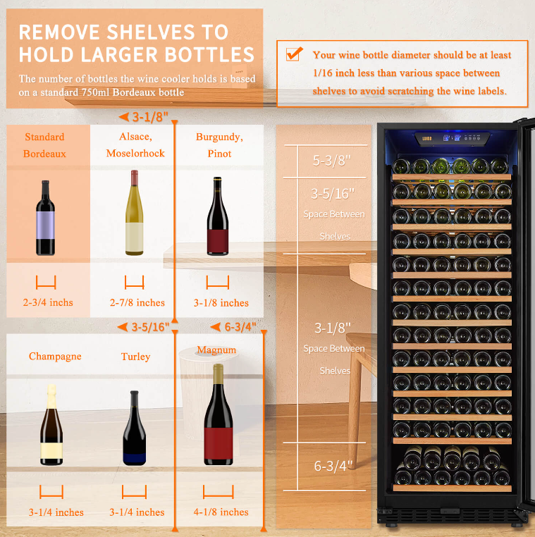 Lanbo 143 Bottle Single Zone Wine Cooler LW155S image of product description and feature
