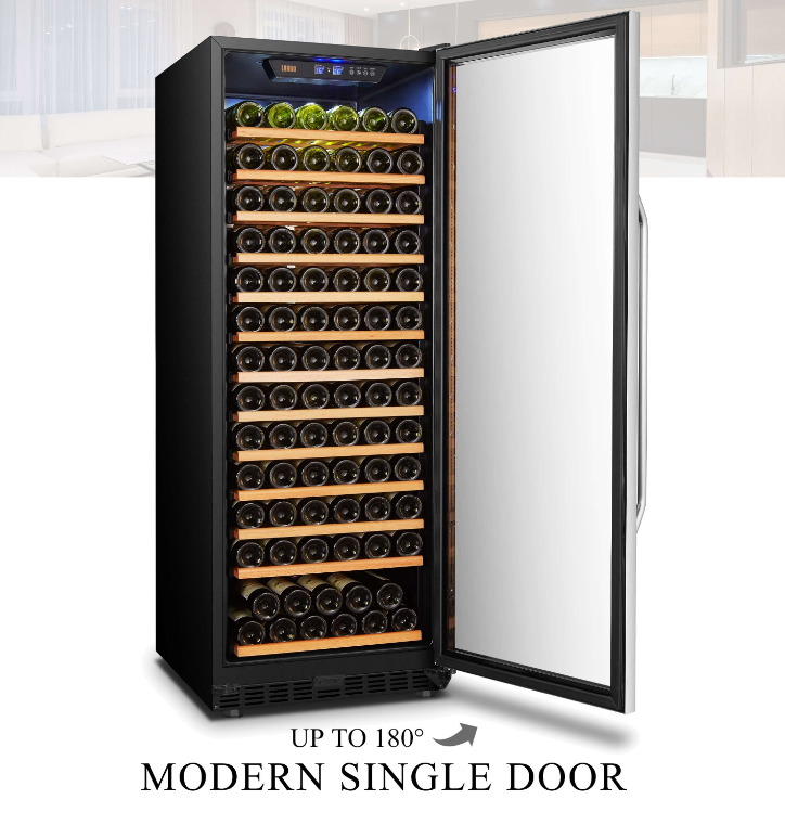 Lanbo 143 Bottle Single Zone Wine Cooler LW155S image of product description and feature