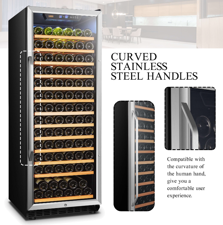Lanbo 143 Bottle Single Zone Wine Cooler LW155S image of product description and feature