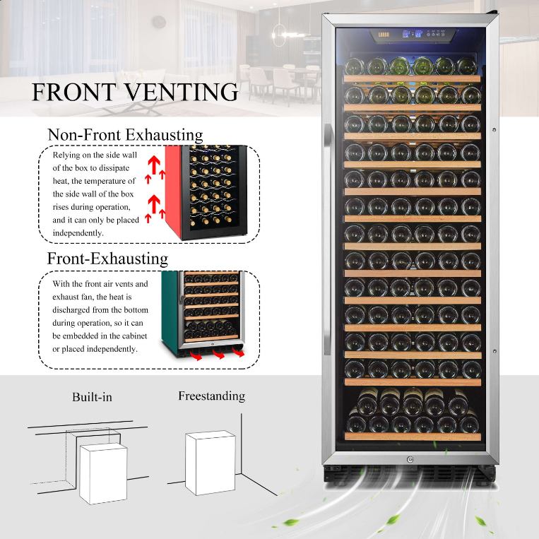 Lanbo 143 Bottle Single Zone Wine Cooler LW155S image of product description and feature