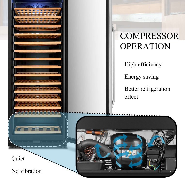 Lanbo 143 Bottle Single Zone Wine Cooler LW155S image of product description and feature