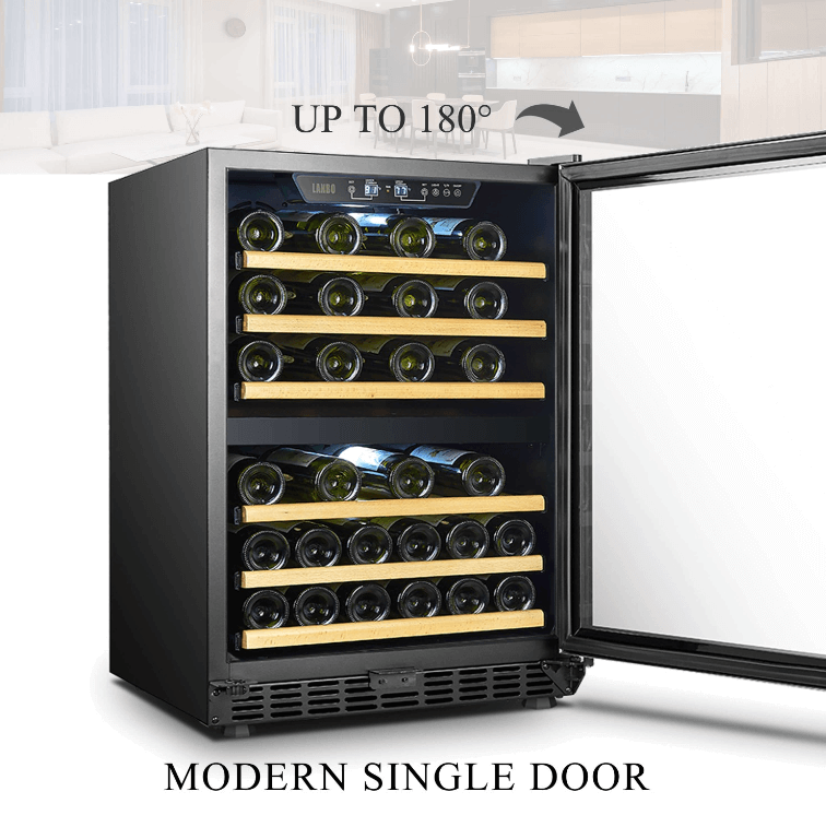 Lanbo 44 Bottle Dual Zone Wine Cooler LW46D image of product with description and feature