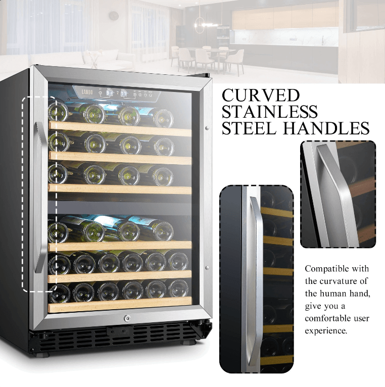 Lanbo 44 Bottle Dual Zone Wine Cooler LW46D image of product with description and feature