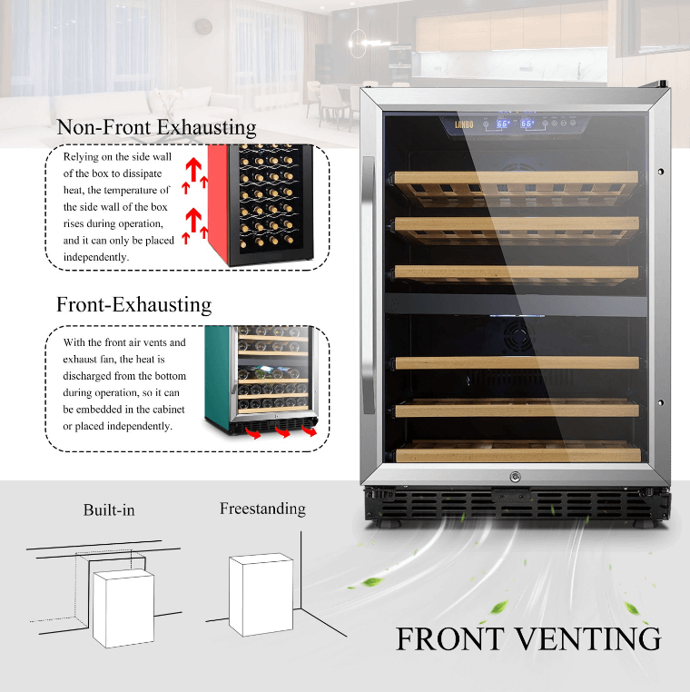 Lanbo 44 Bottle Dual Zone Wine Cooler LW46D image of product with description and feature