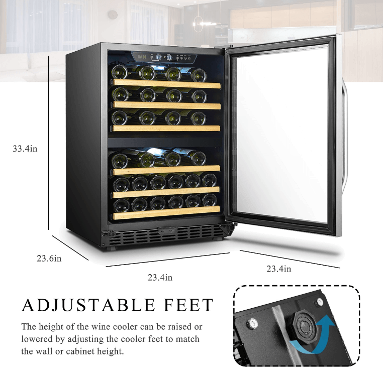 Lanbo 44 Bottle Dual Zone Wine Cooler LW46D image of product with description and feature