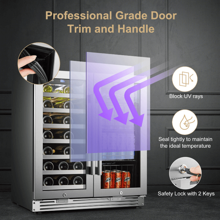 Lanbopro 30 Inch Wine and Beverage Cooler LP66B image of product with description and feature