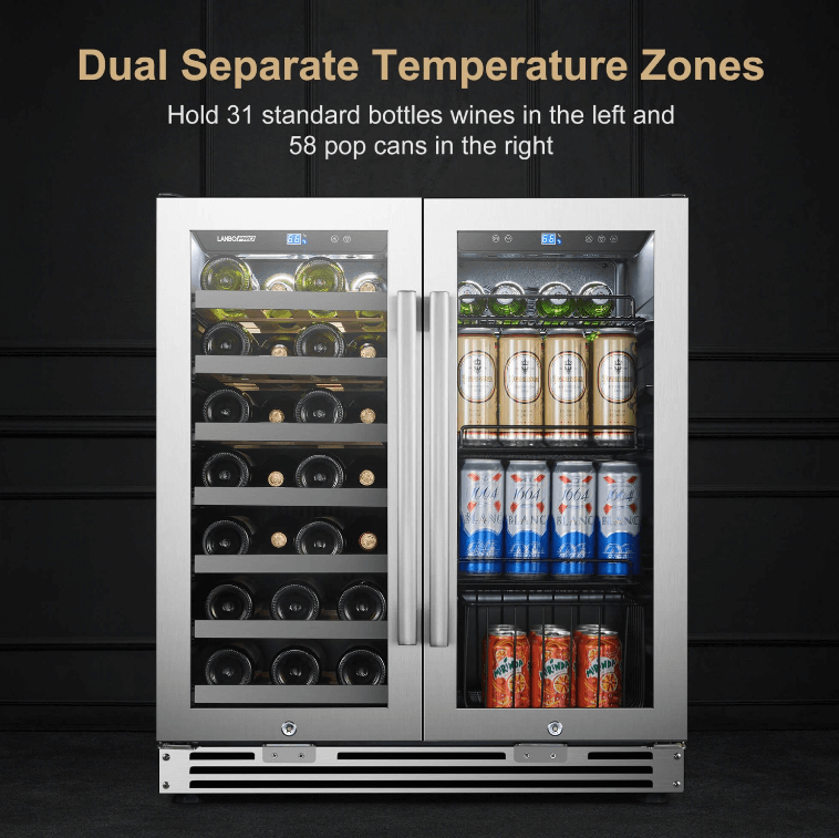 Lanbopro 30 Inch Wine and Beverage Cooler LP66B image of product with description and feature