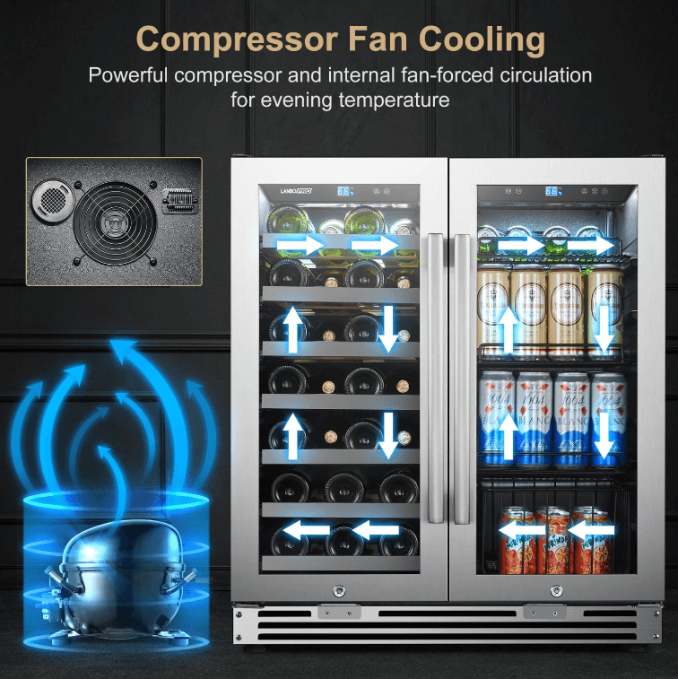 Lanbopro 30 Inch Wine and Beverage Cooler LP66B image of product with description and feature