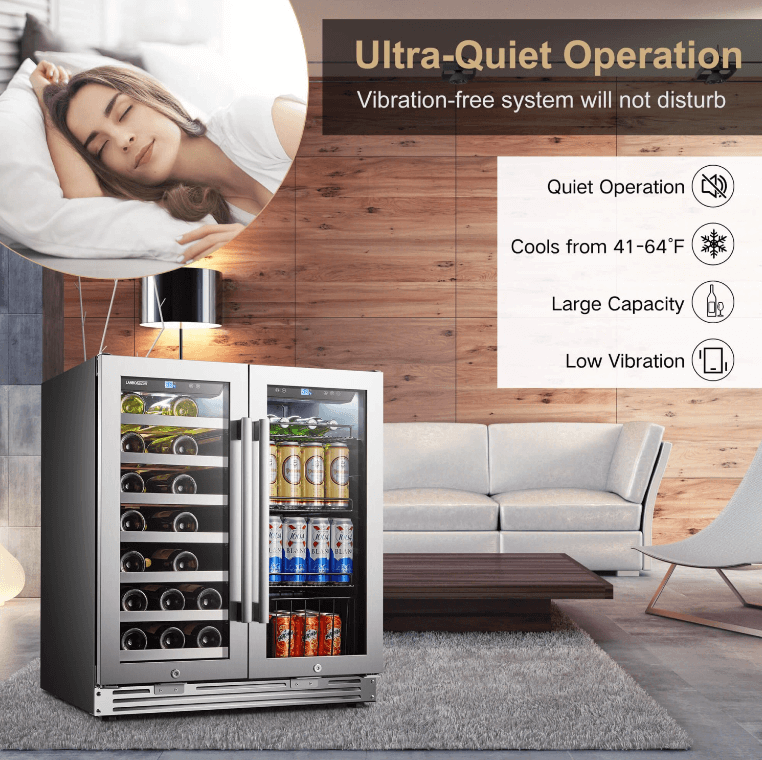 Lanbopro 30 Inch Wine and Beverage Cooler LP66B image of product with description and feature