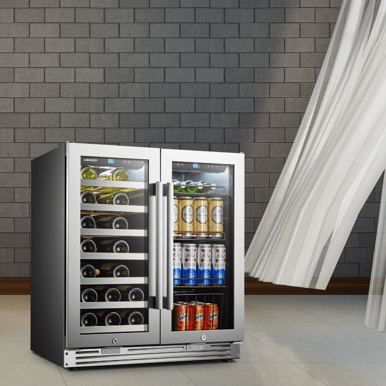 Lanbopro 30 Inch Wine and Beverage Cooler LP66B image of product freestanding in room