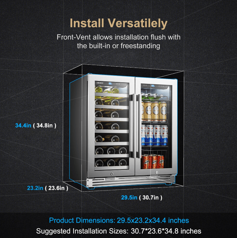 Lanbopro 30 Inch Wine and Beverage Cooler LP66B image of product with description and feature