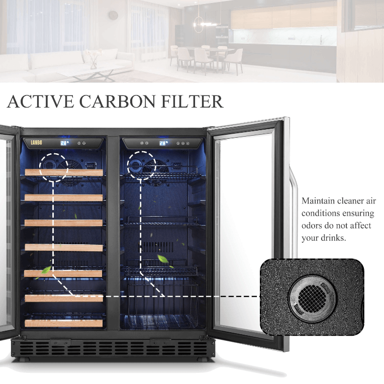 Lanbo 30 Inch Wine & Beverage Cooler LW3370B image of product with description and feature
