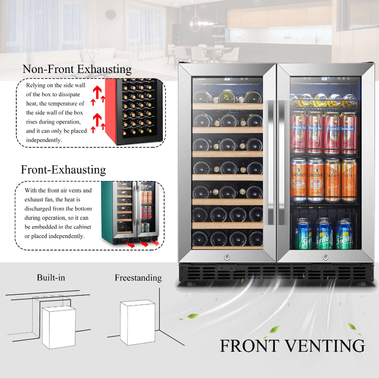 Lanbo 30 Inch Wine & Beverage Cooler LW3370B image of product with description and feature