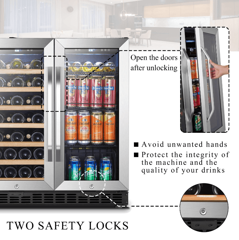 Lanbo 30 Inch Wine & Beverage Cooler LW3370B image of product with description and feature