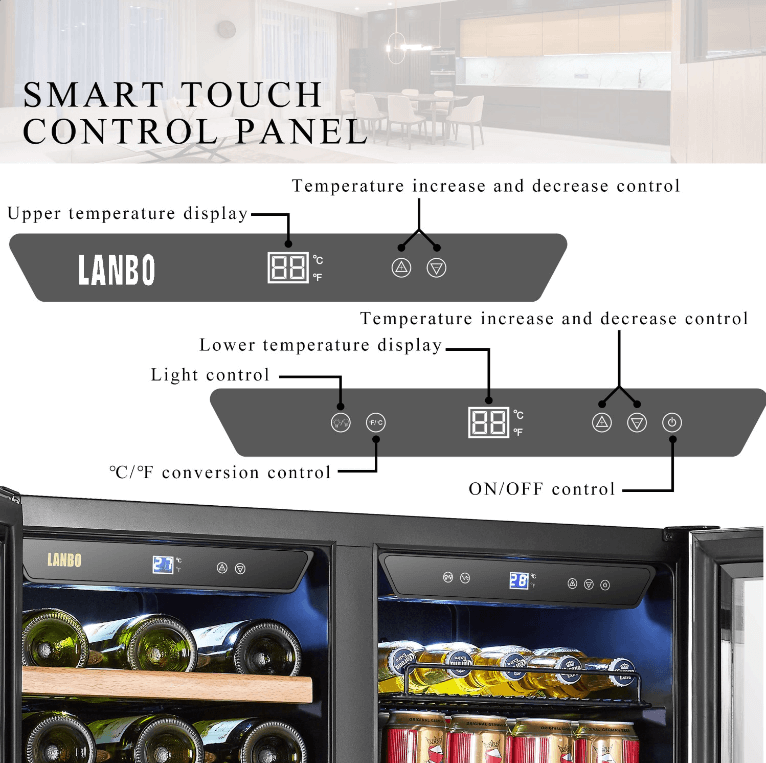 Lanbo 30 Inch Wine & Beverage Cooler LW3370B image of product with description and feature