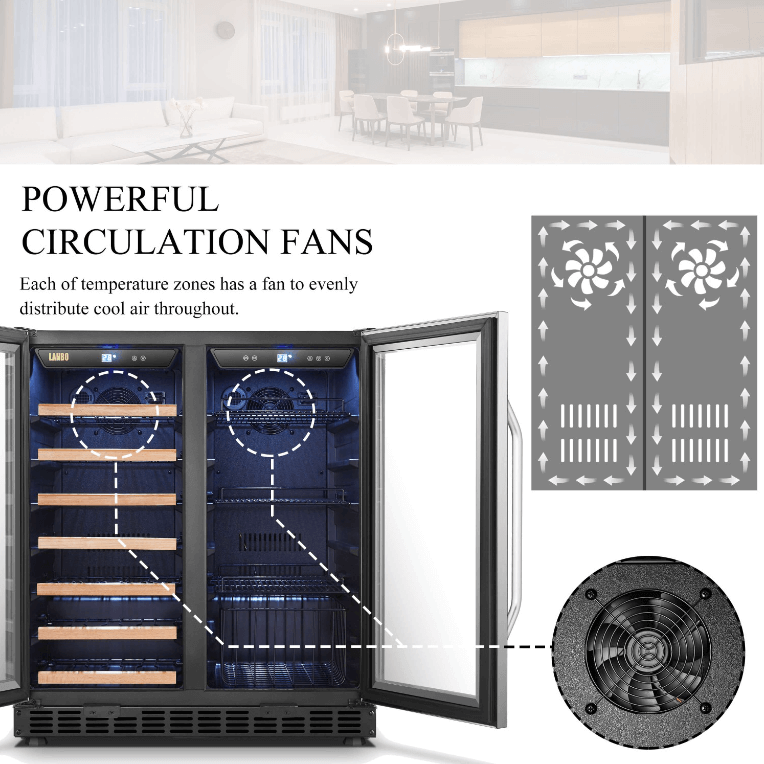 Lanbo 30 Inch Wine & Beverage Cooler LW3370B image of product with description and feature