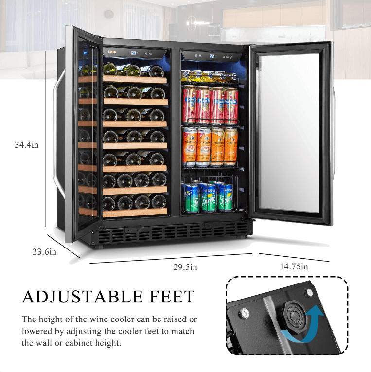 Lanbo 30 Inch Wine & Beverage Cooler LW3370B image of product with description and feature