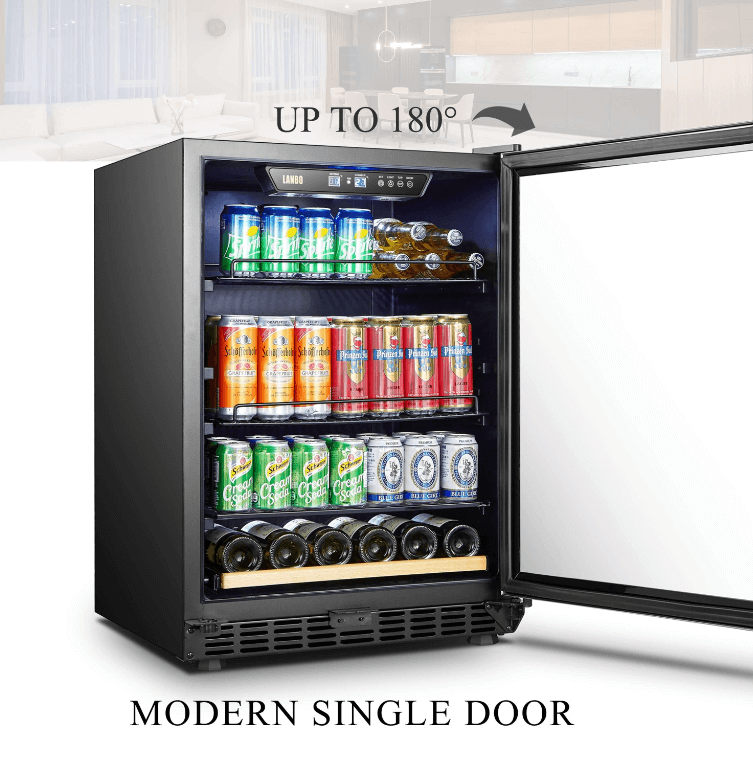 Lanbo 110 Cans 6 Bottles Beverage Cooler LB148BC image of product with description and feature