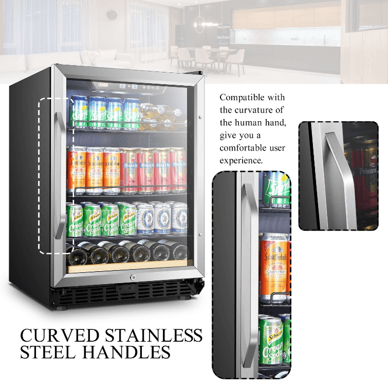 Lanbo 110 Cans 6 Bottles Beverage Cooler LB148BC image of product with description and feature