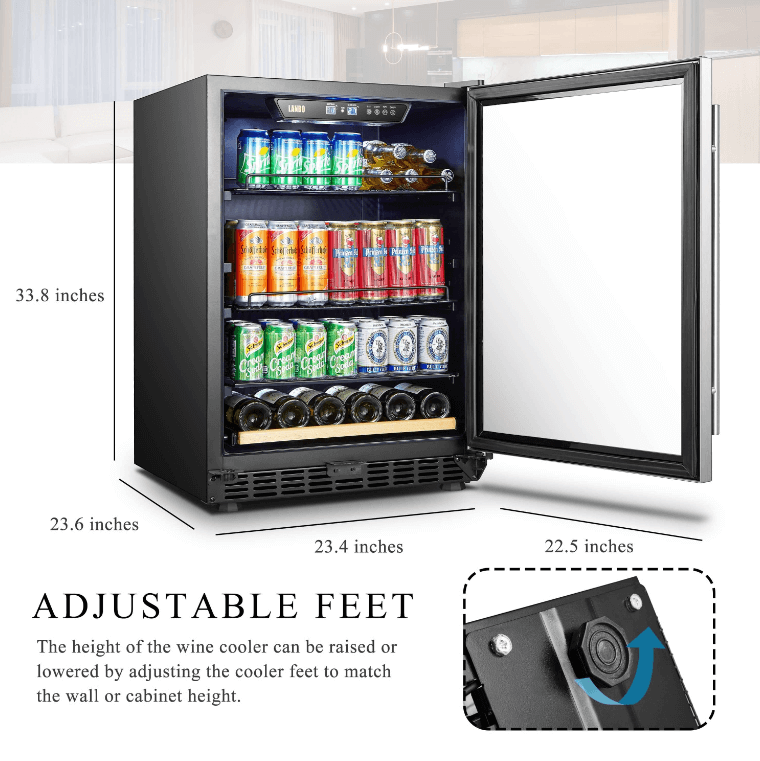 Lanbo 110 Cans 6 Bottles Beverage Cooler LB148BC image of product with description and feature