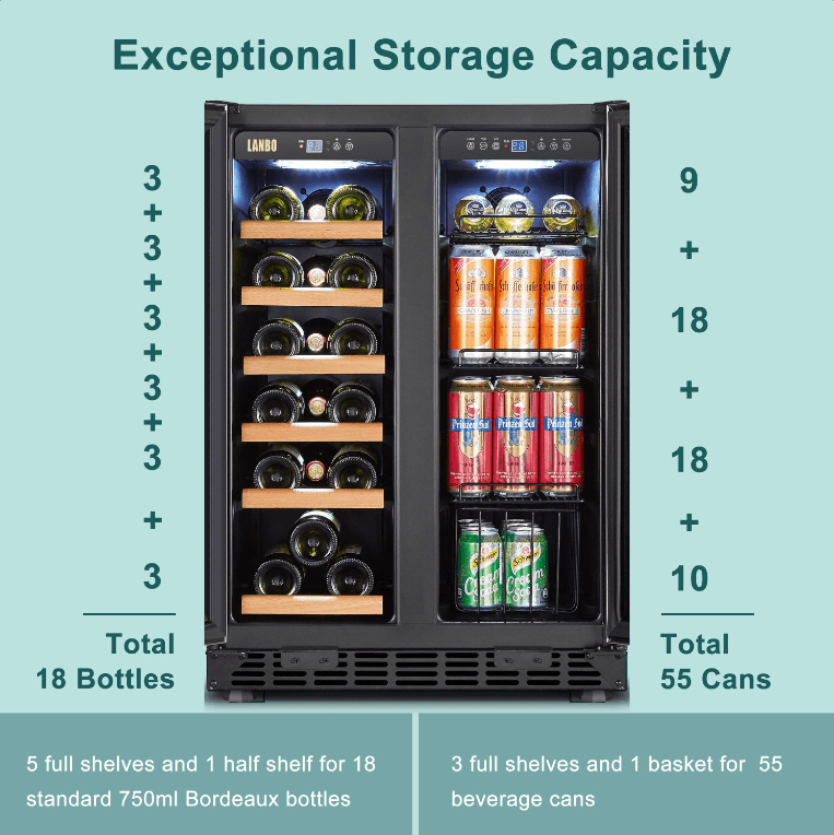 Lanbo 24 Inch Wine and Beverage Cooler - LB36BD image of product with description