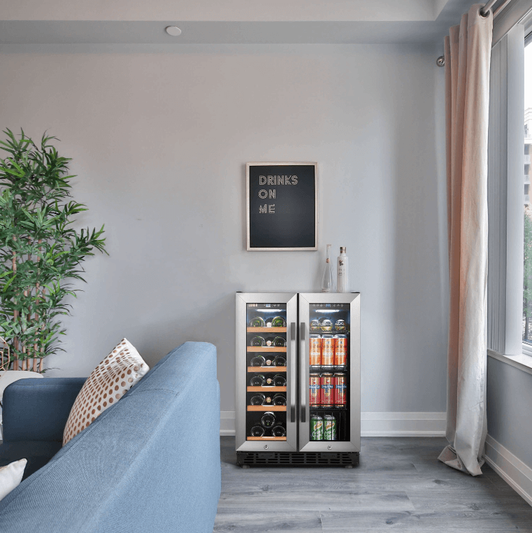 Lanbo 24 Inch Wine and Beverage Cooler - LB36BD freestanding in room