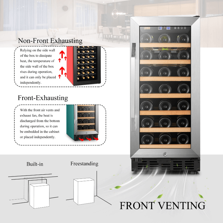 Lanbo 31 Bottle Single Zone Wine Cooler LW33S image of product description
